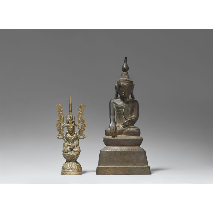Two Burmese copper alloy figures of Buddha Shakyamuni. 19th/20th century