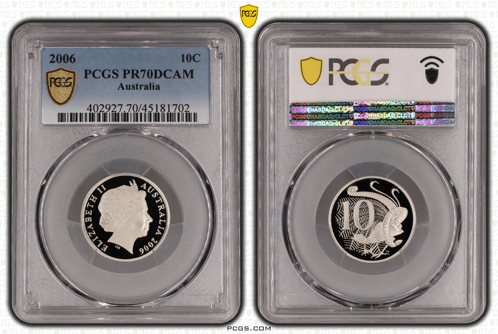 Elizabeth II, Ten Cent, 2006, PCGS PR 70DCAM