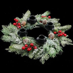 TIGEEN 4 PCS CHRISTMAS ADVENT WREATH PINE CONES BERRY ADVENT WREATH RING XMAS ADVENT CANDLE HOLDER WREATH CHRISTMAS CENTERPIECE DE