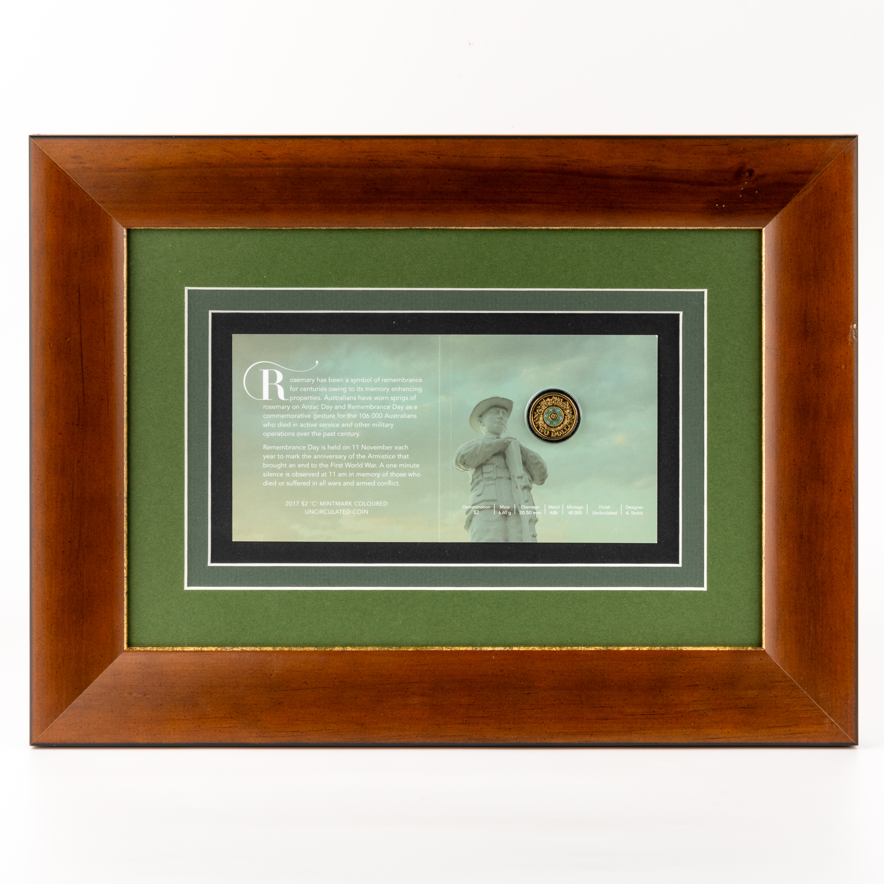 255 · Elizabeth II, Framed Rosemary 30th Anniversary, Two Dollar, 2017-C,  UNC