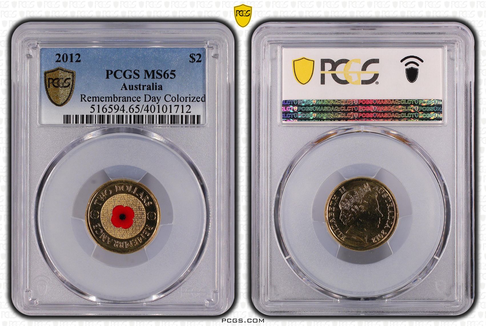 Remembrance Day Colored , Two Dollar, 2012, PCGS MS65