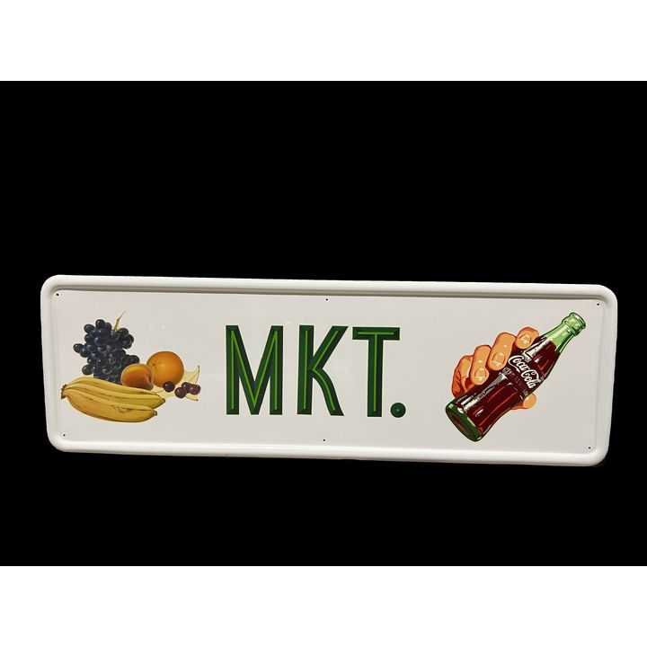 Mkt Market Coca Cola Coke Tin Metal Soda Sign