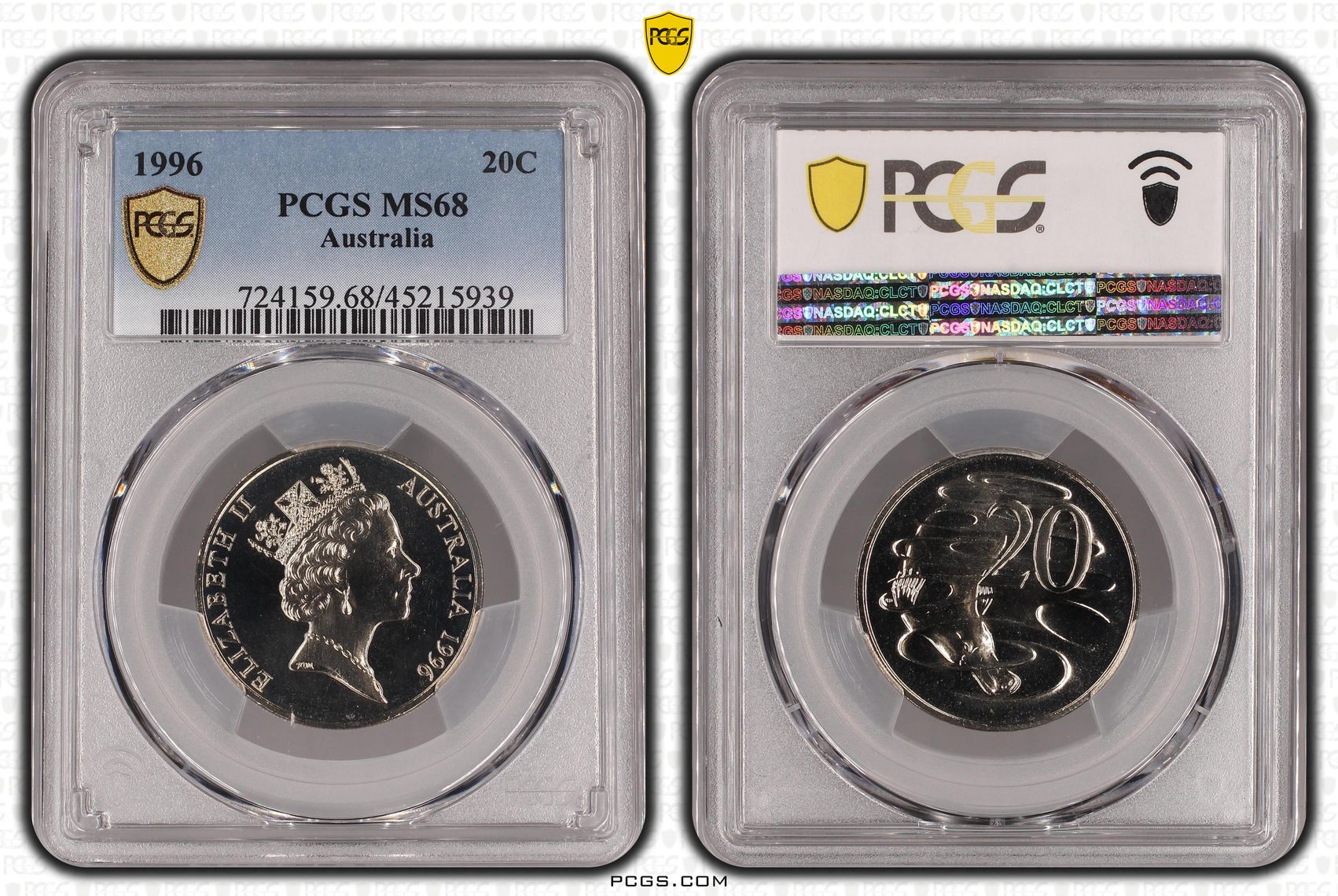1996 Australia Twenty Cent, 20c PCGS - MS68 -939