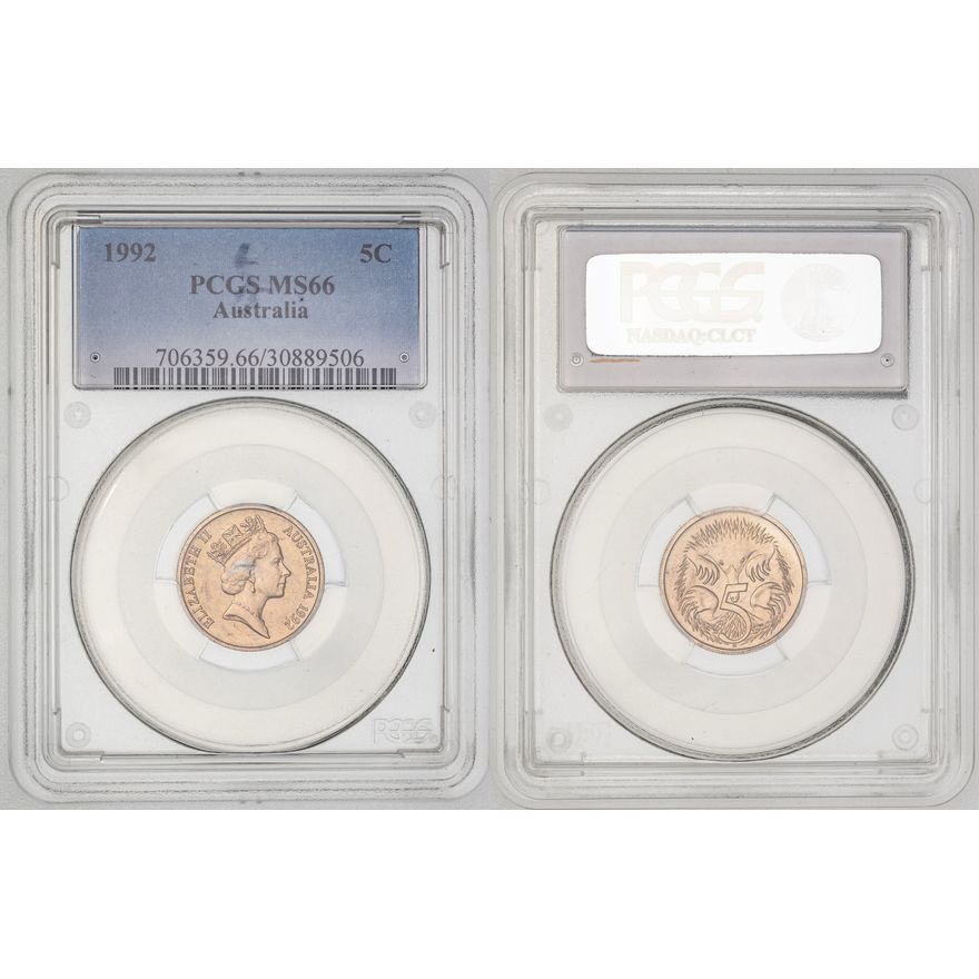 Elizabeth II,  , Five Cent, 1992, PCGS MS66