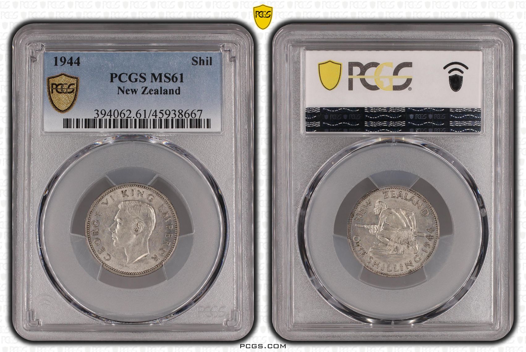 1944 New Zealand Shilling PCGS - MS61 -667