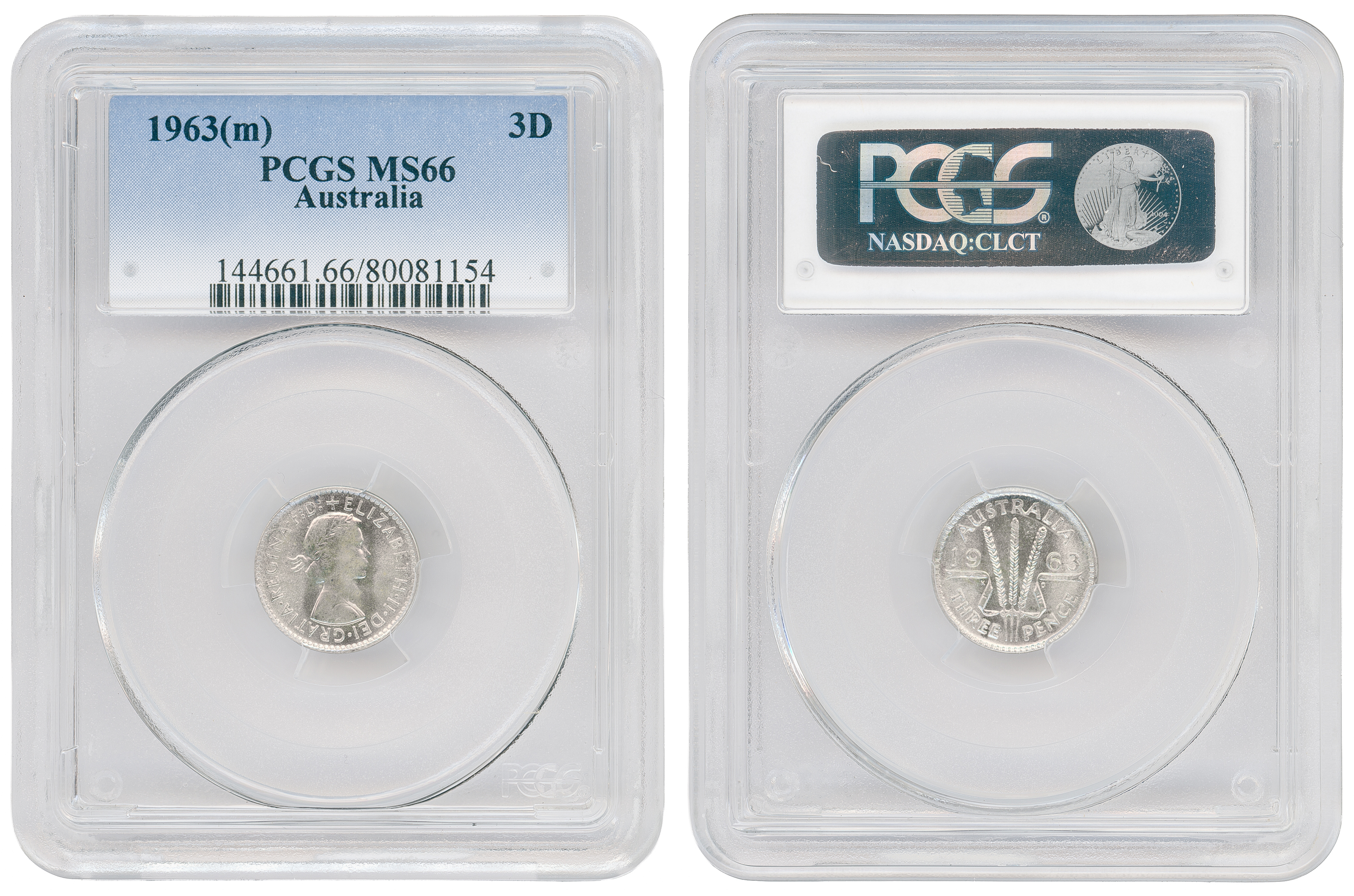Elizabeth II, Threepence, 1963(m), PCGS MS66