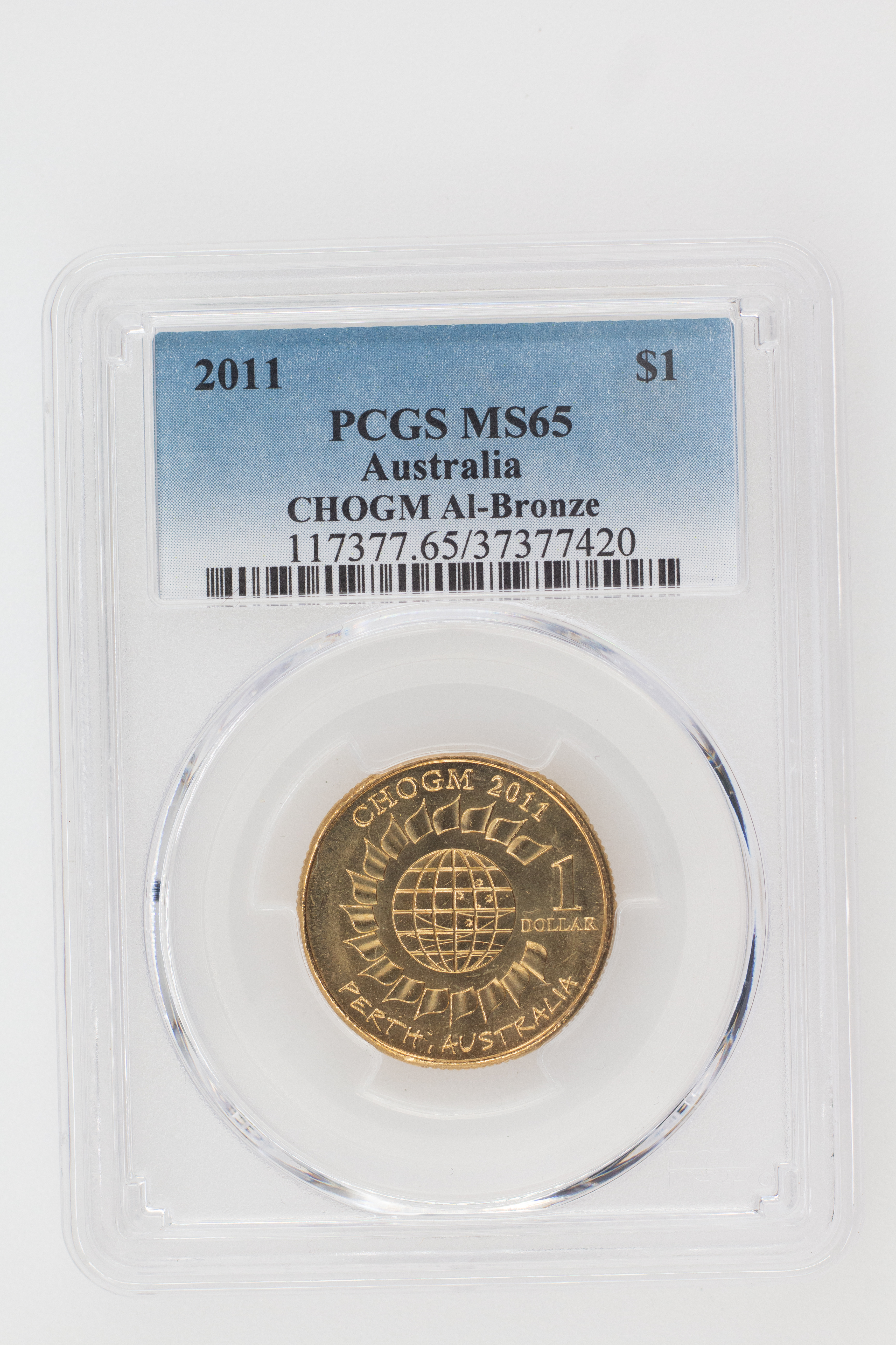 2011 Australia One Dollar, $1 CHOGM Al-Bronze PCGS - MS65 -420