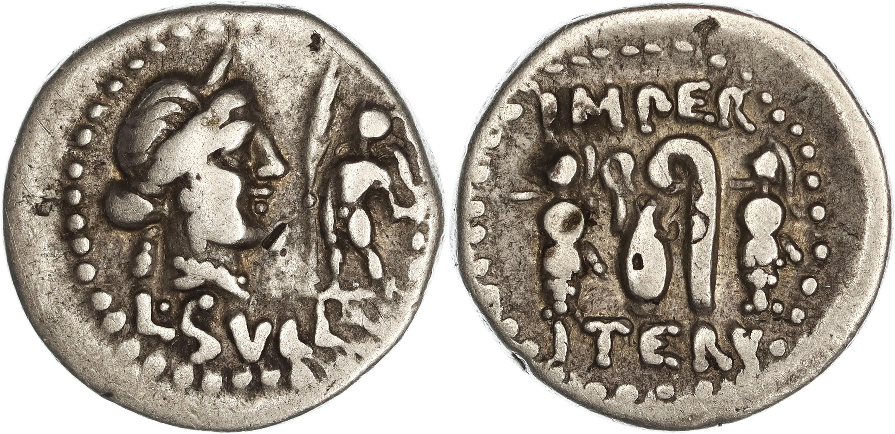 Roman Republic, L. Cornelius L.f. P.n. Sulla Felix, Silver Denarius, 84-83 BC, gF