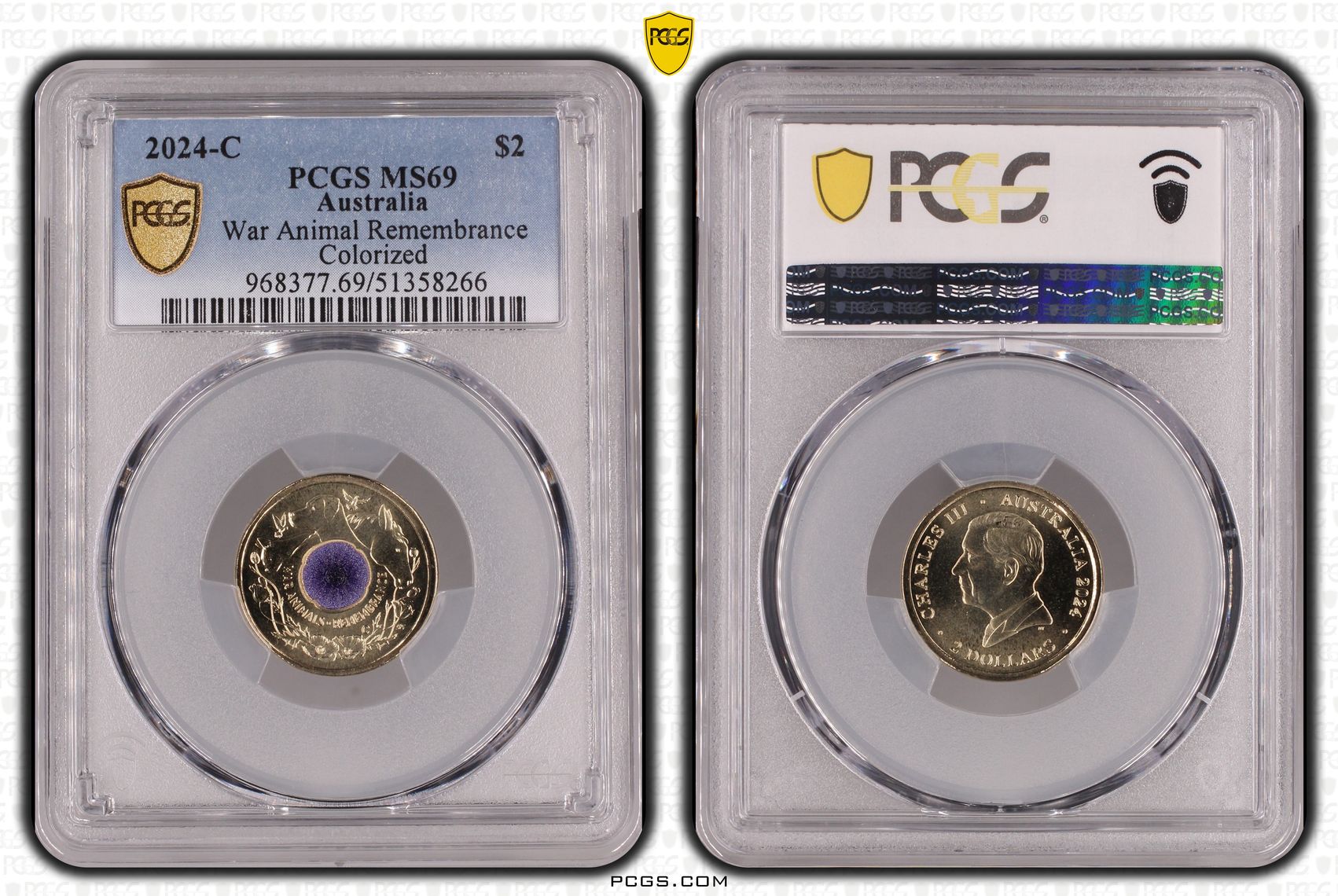 War Animal Remembrance Colorized, Two Dollar, 2024-C, PCGS MS69