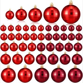 SYHOOD 48 PIECES CHRISTMAS BALL ORNAMENTS FOR XMAS TREE COLORFUL CHRISTMAS TREE ORNAMENTS PLASTIC DISCO BALL HANGING DECORATIONS 5