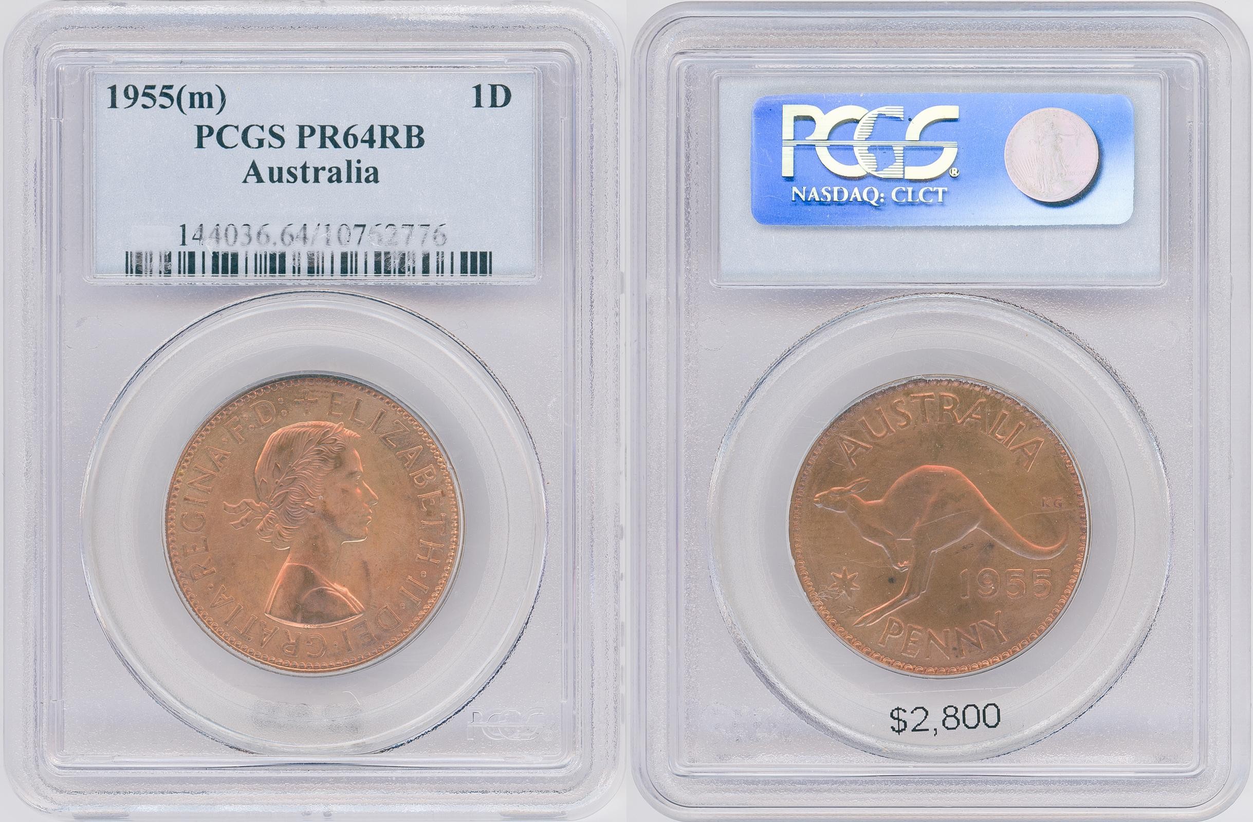 Elizabeth II, Penny, 1955(m), PCGS PR64RB