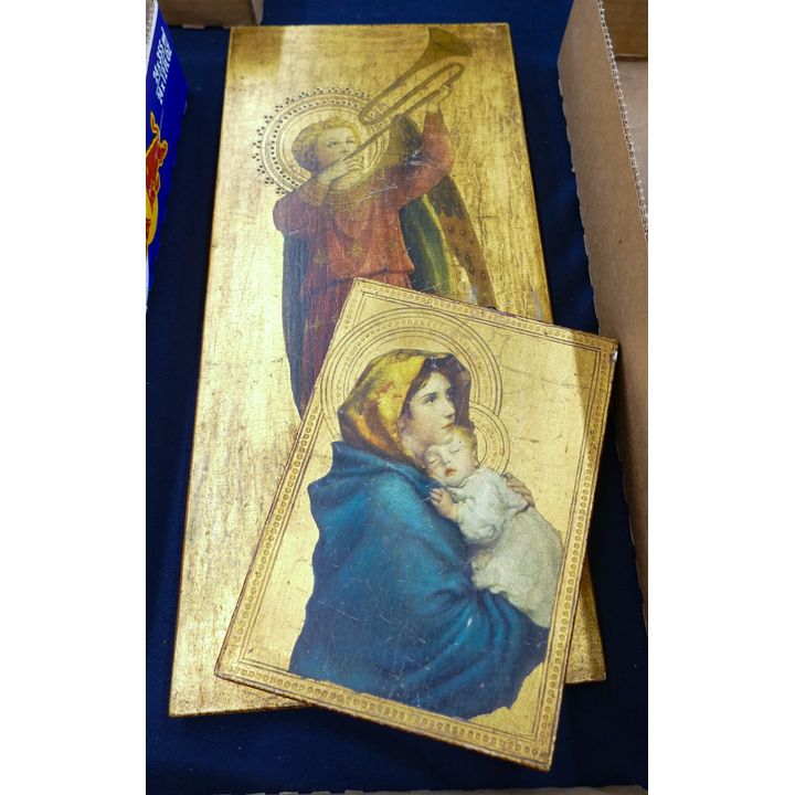 2pc Italian Gilt Wood Icons 7'' and 15''