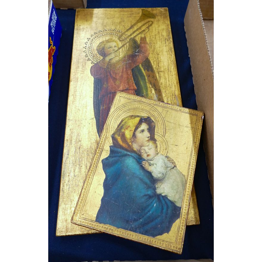 2pc Italian Gilt Wood Icons 7'' and 15''