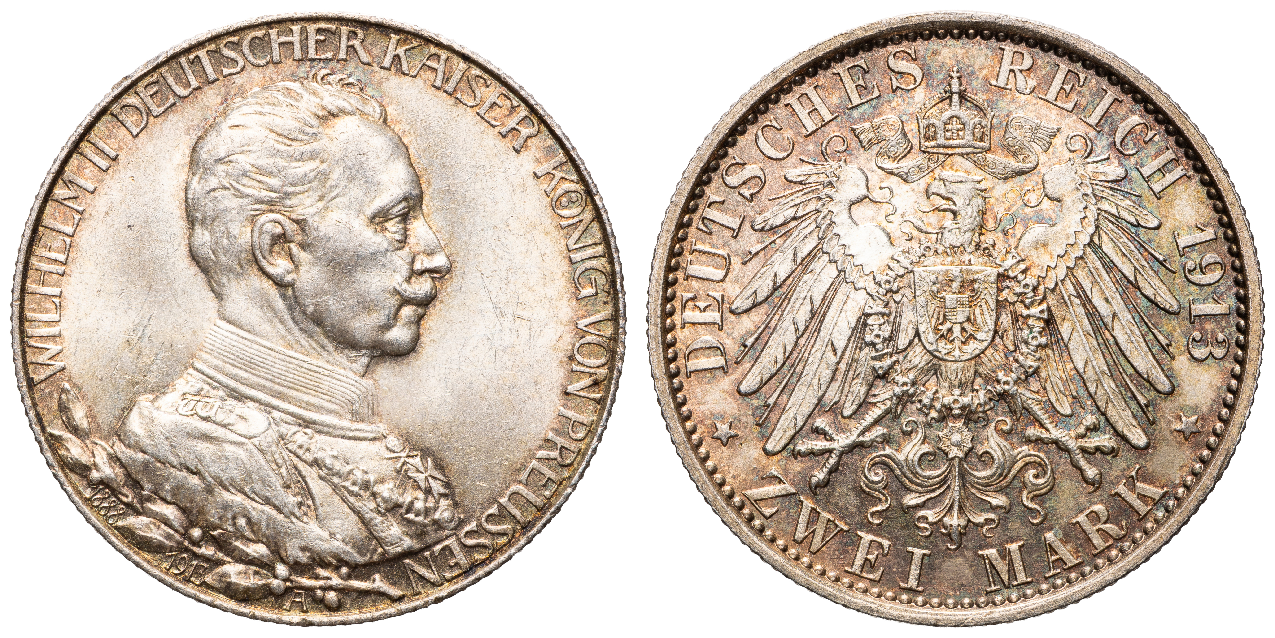 German States, Prussia, Wilhelm II, One Mark, 1913, ChUnc