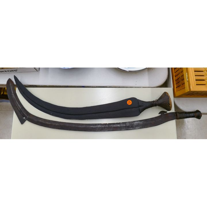2pc Antique African Tribal Swords 25'' to 32''