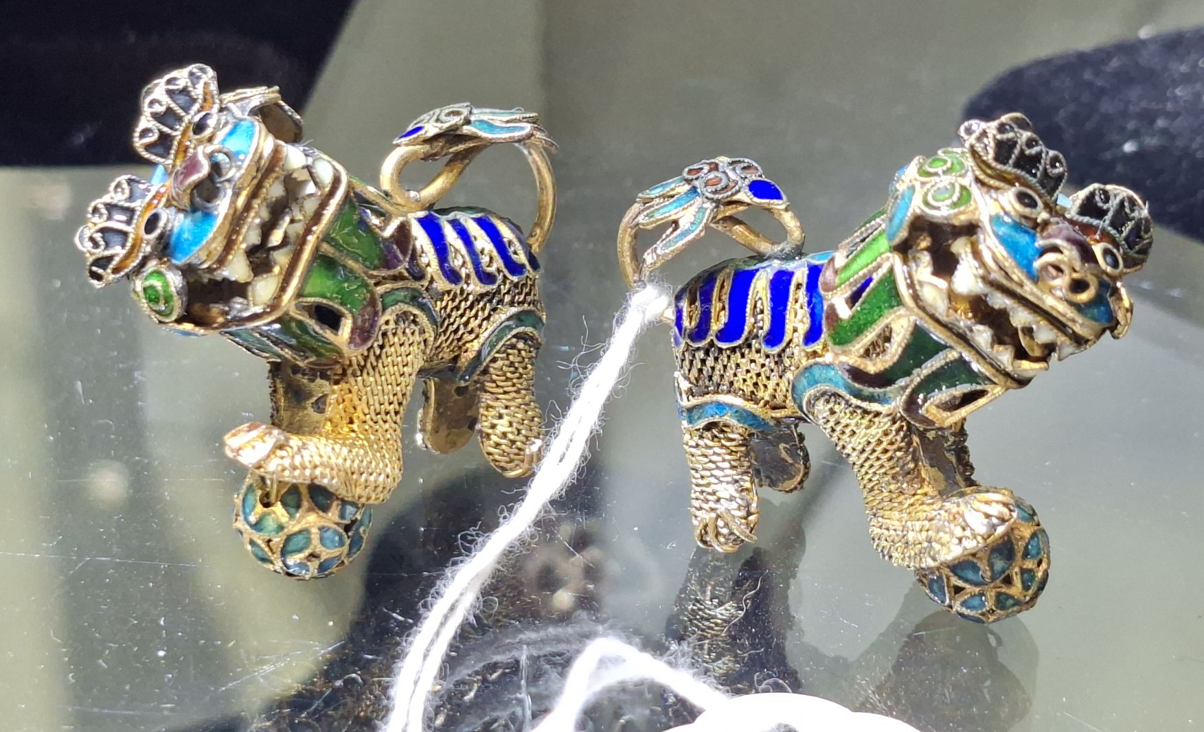CHINESE FILIGREE FOO DOGS