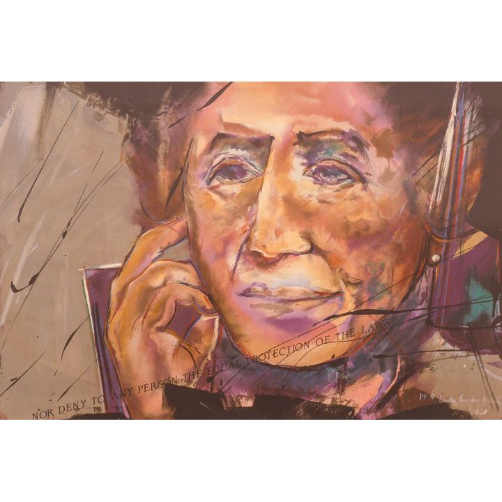 Linda Hawkin-Israel ''14th Amendment'' Mixed Media Serigraph. Framed Measurements 34x36''