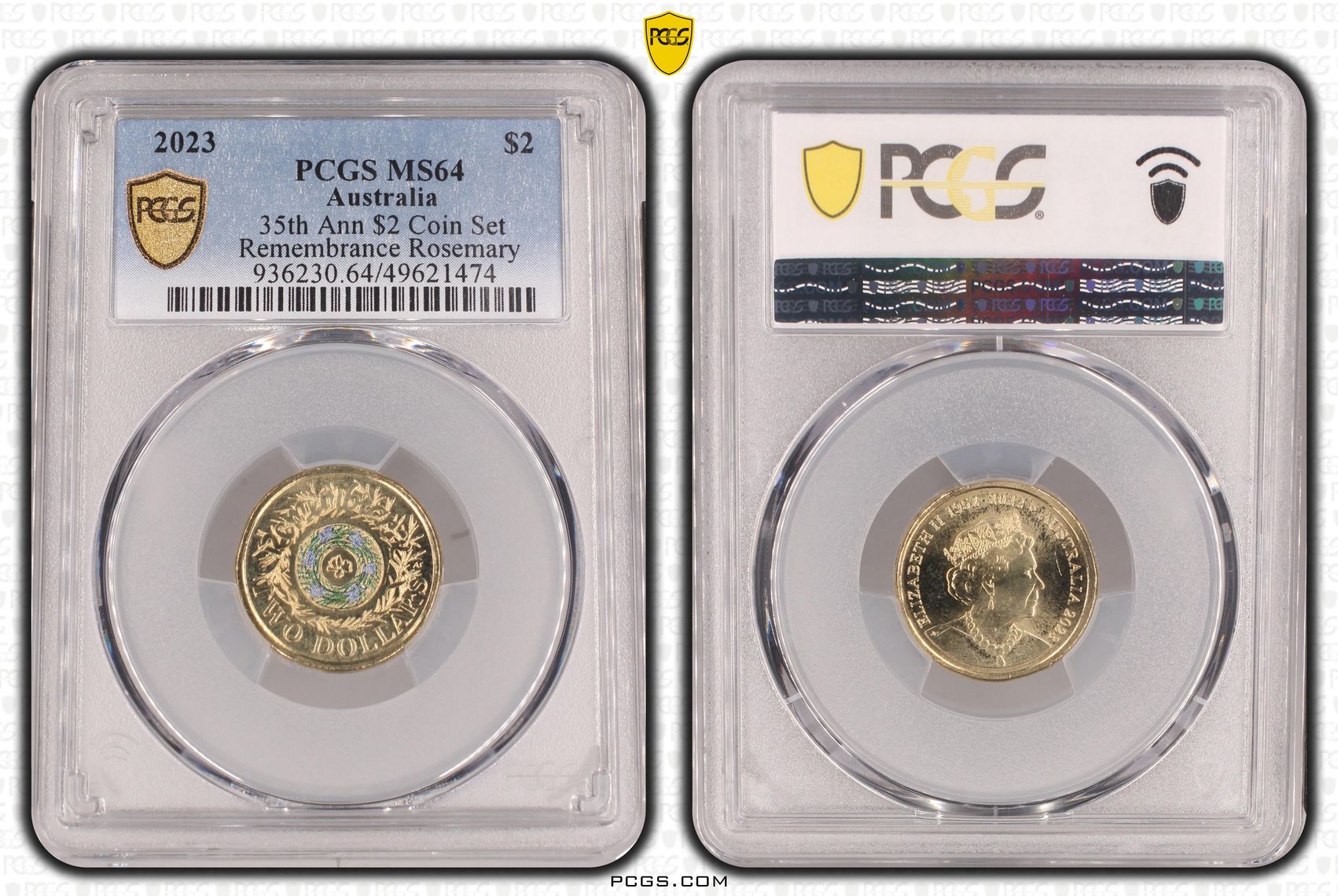 35th Ann $2 Coin Set Colorized Remembrance Rosemary, Two Dollar, 2023, PCGS MS64