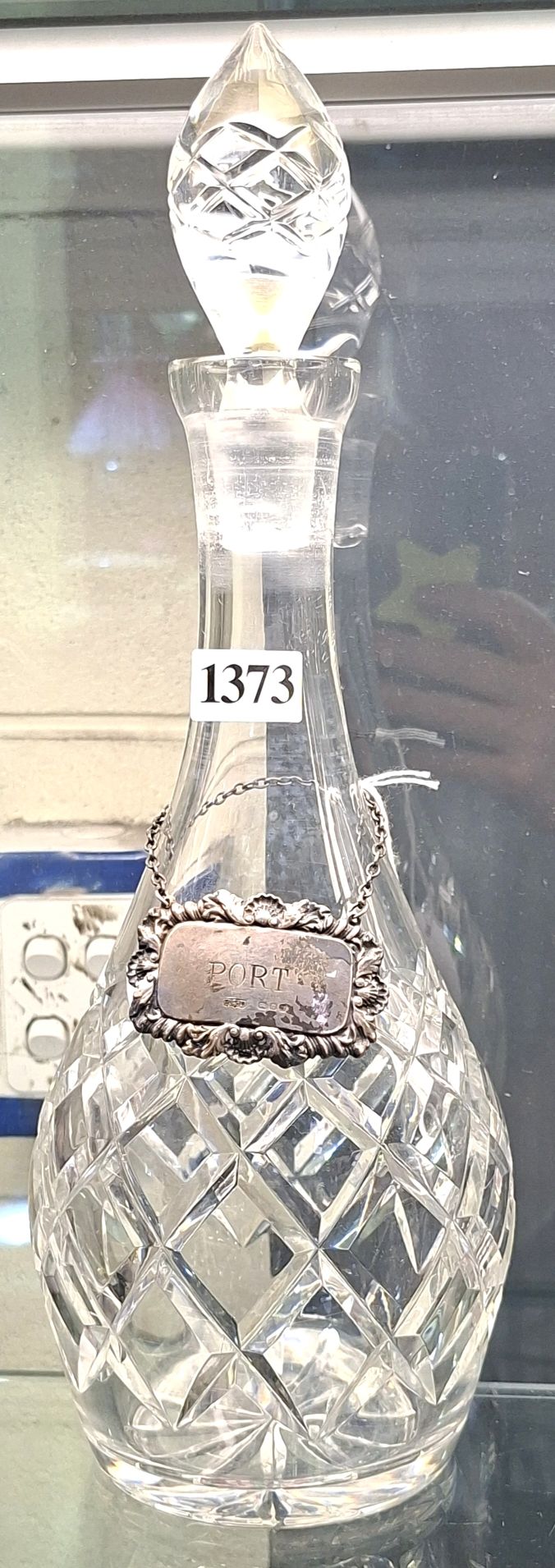 1373 · CRYSTAL DECANTER AND STERLING SILVER LABEL