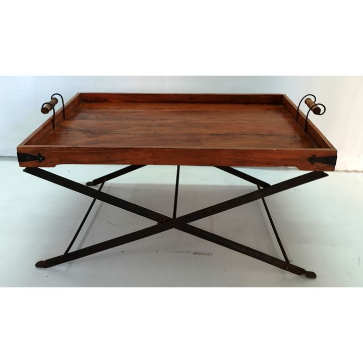 COFFEE TABLE ON FOLDING METAL BASE