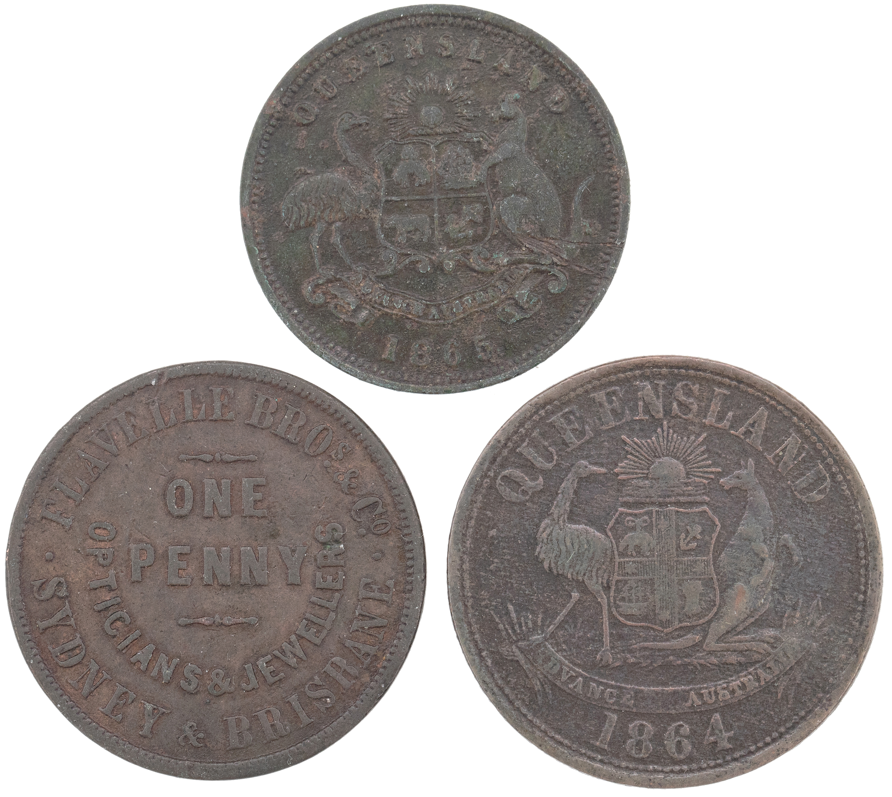 429 · J. Sawyer, Brisbane, Queensland, Penny, 1864, Fine