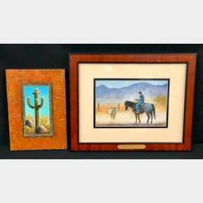 Two Original Desert Themed Paintings By Owen Rose And Rebecca Lee