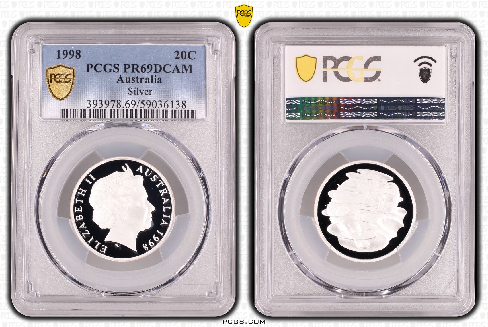 Silver, Twenty Cent, 1998, PCGS PR69DCAM