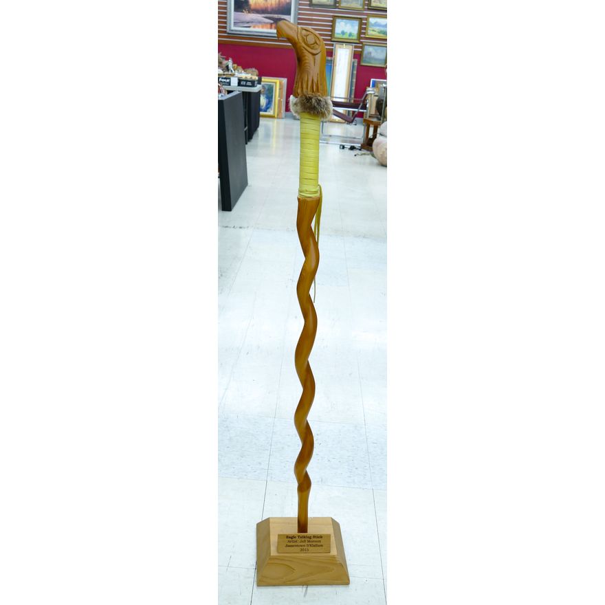Jeff Monson (S'Klallam) ''Eagle Talking Stick'' 2015 Cedar on Stand 47''