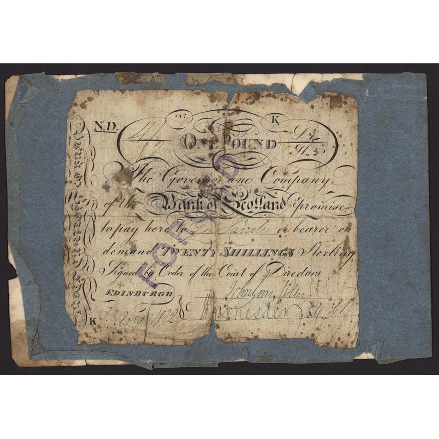 Bank of Scotland, Contemporary Forgery, £1, Edinburgh, 1st August 1812 ...