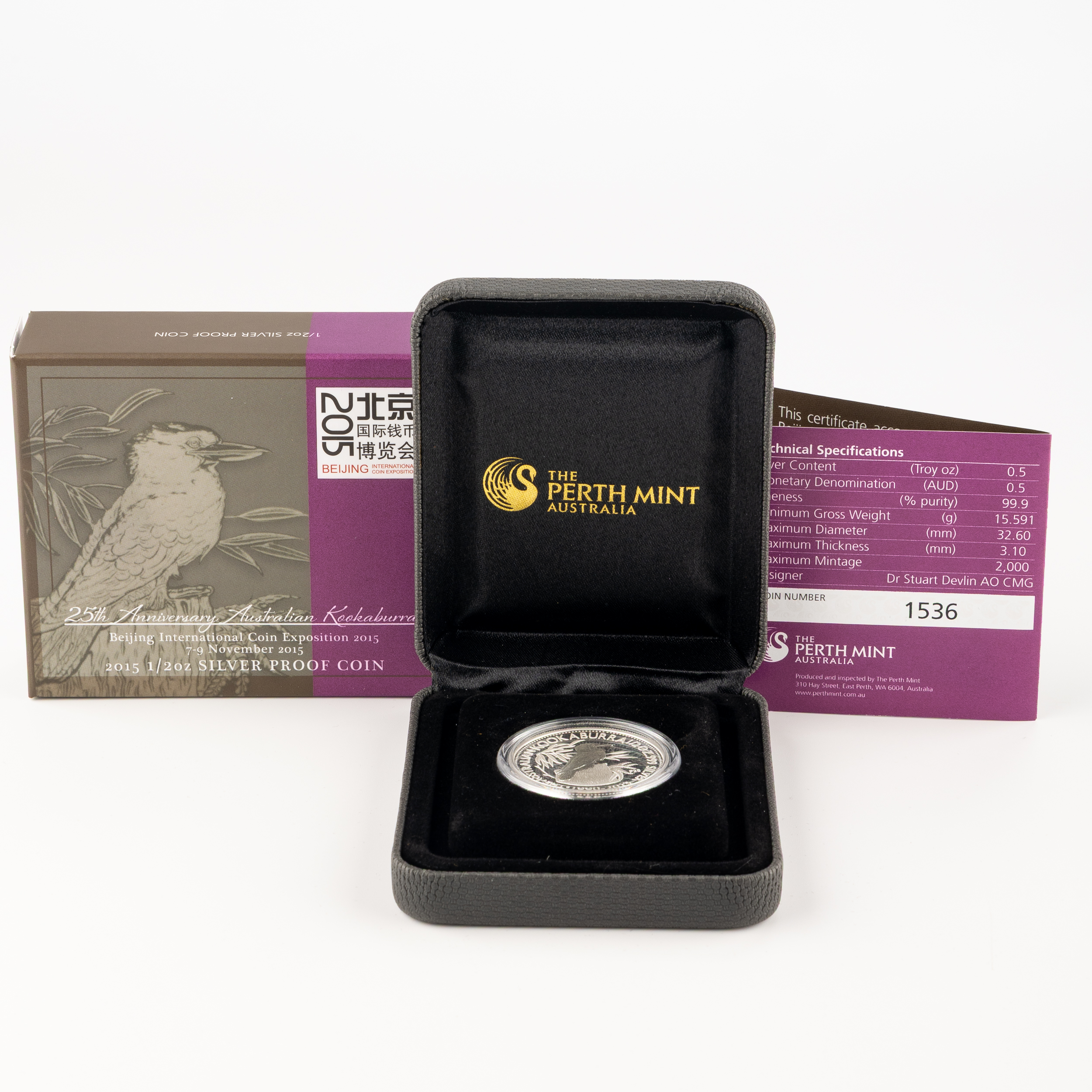 Elizabeth II, Perth Mint - 25th Anniversary Australian Kookaburra, Fifty Cents, 2015, FDC
