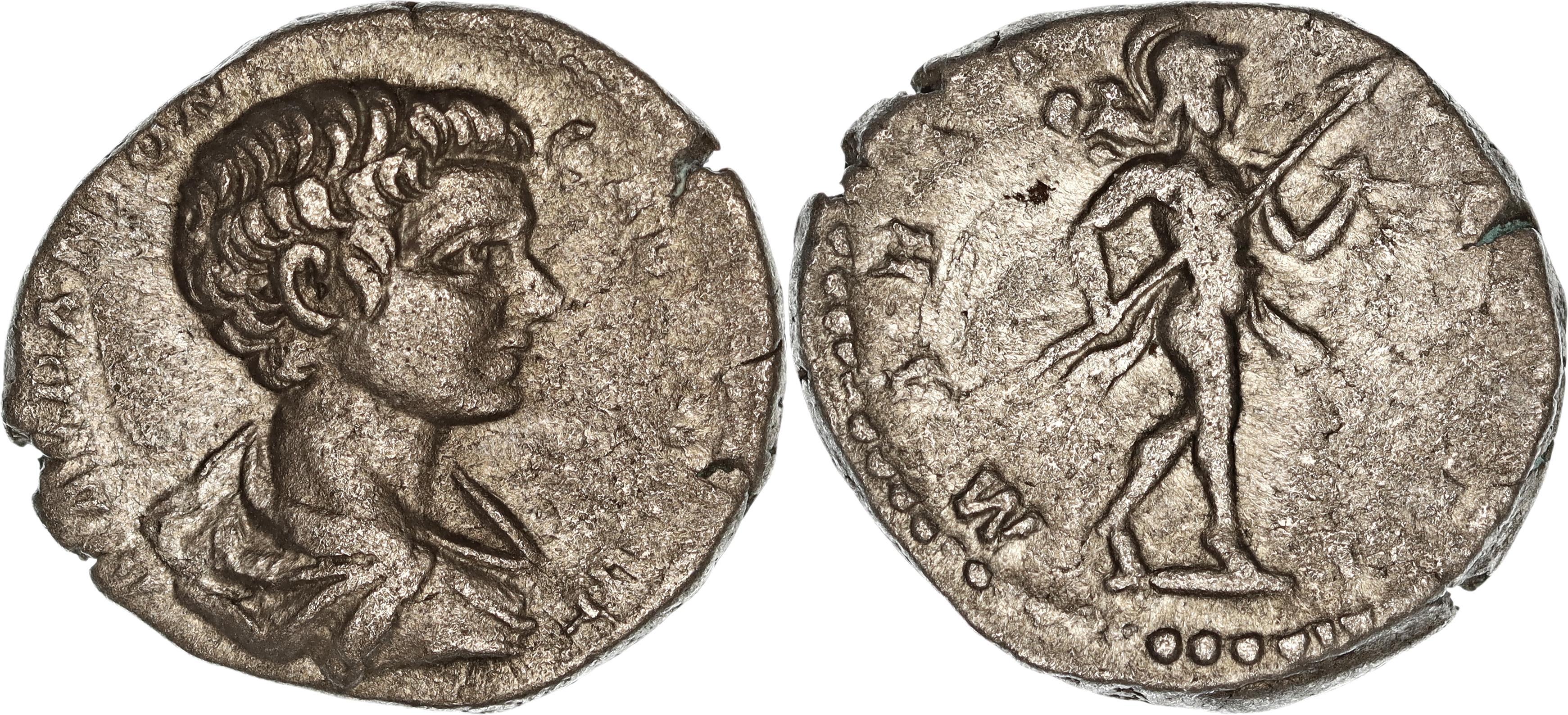 Roman Empire, Caracalla, Silver Denarius, 198 AD, nVF