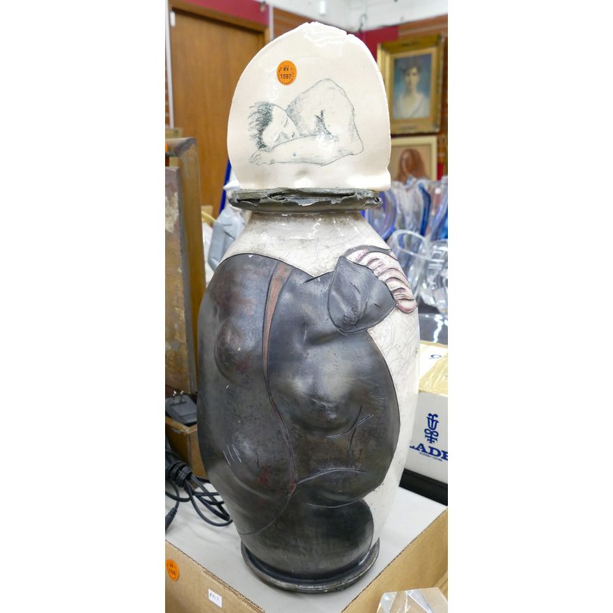 Teri Silva Sculptural Raku Vessel 20''