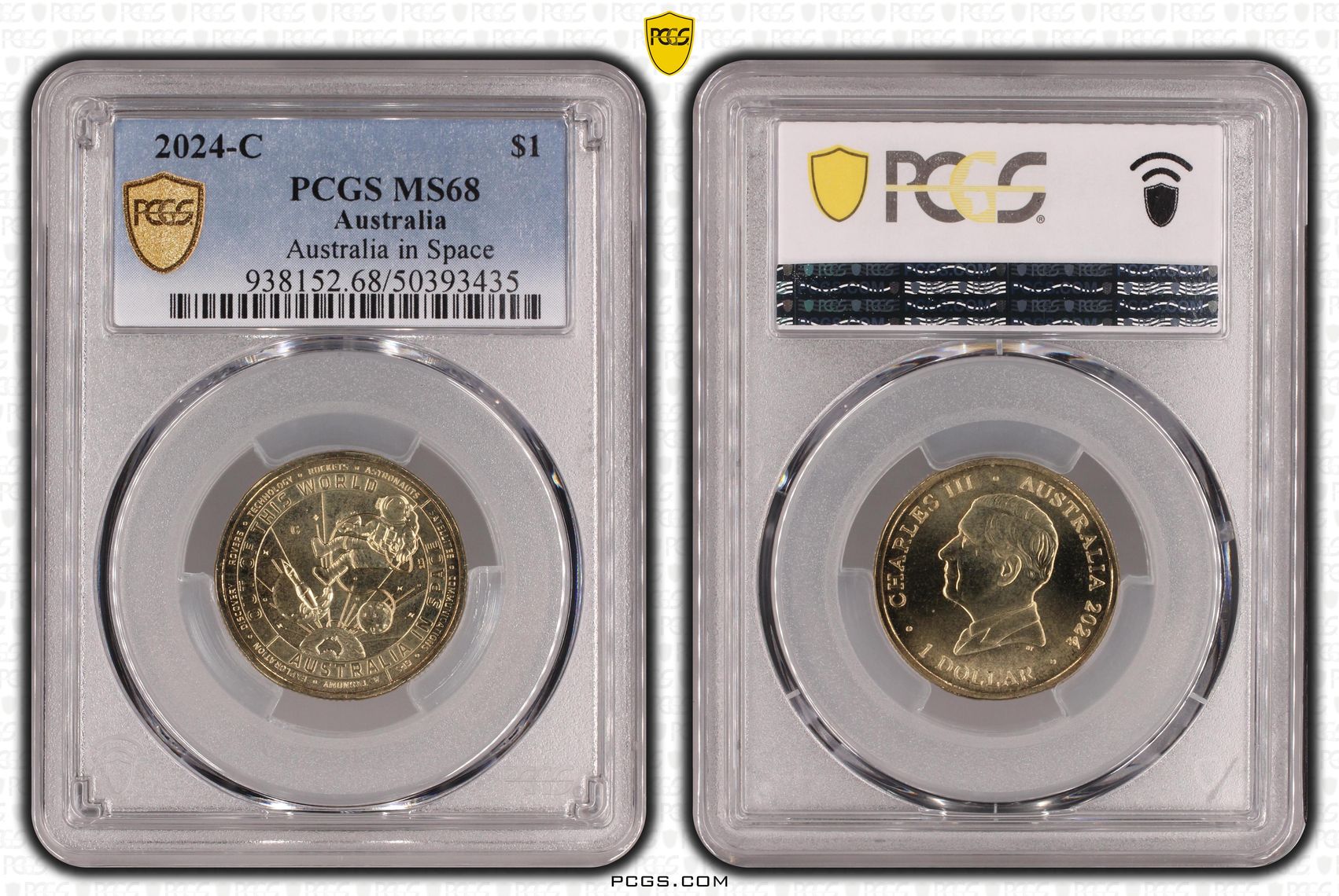 355 · Charles III, Australia in Space , One Dollar, 2024-C, PCGS MS68
