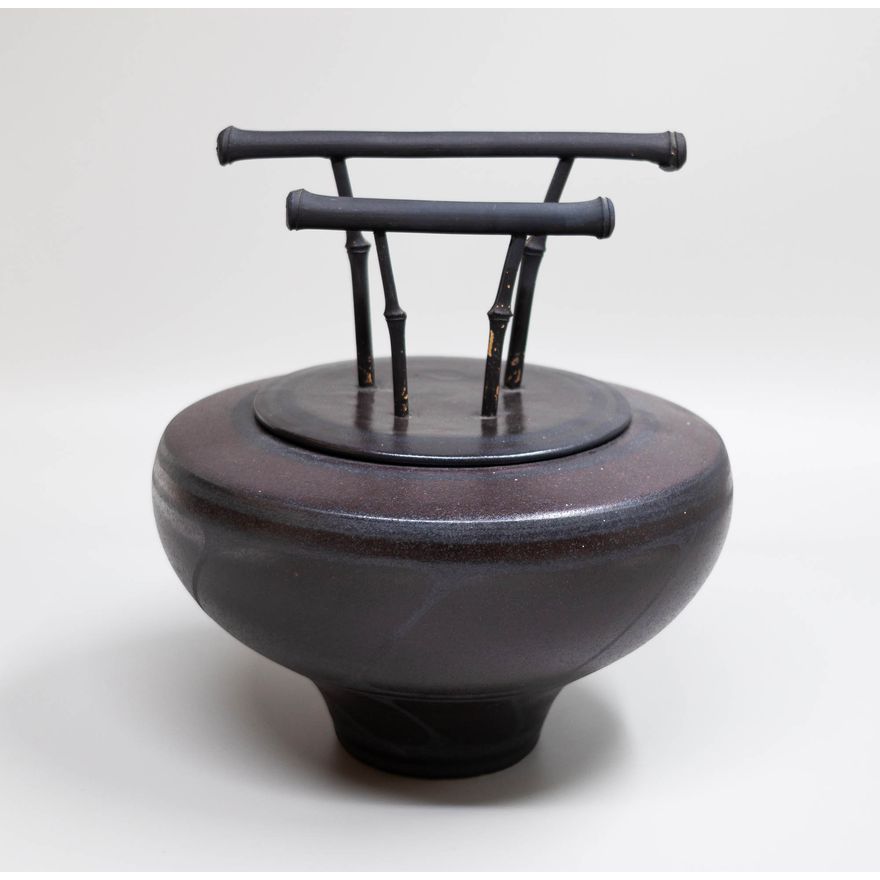 Anneke Borren - Black on black bamboo lid pot