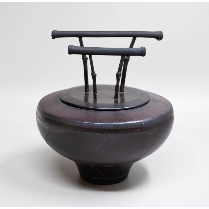 Anneke Borren - Black on black bamboo lid pot