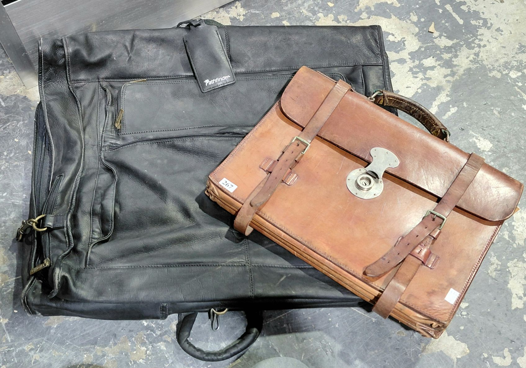 267 · LEATHER SUIT BAG AND SATCHEL