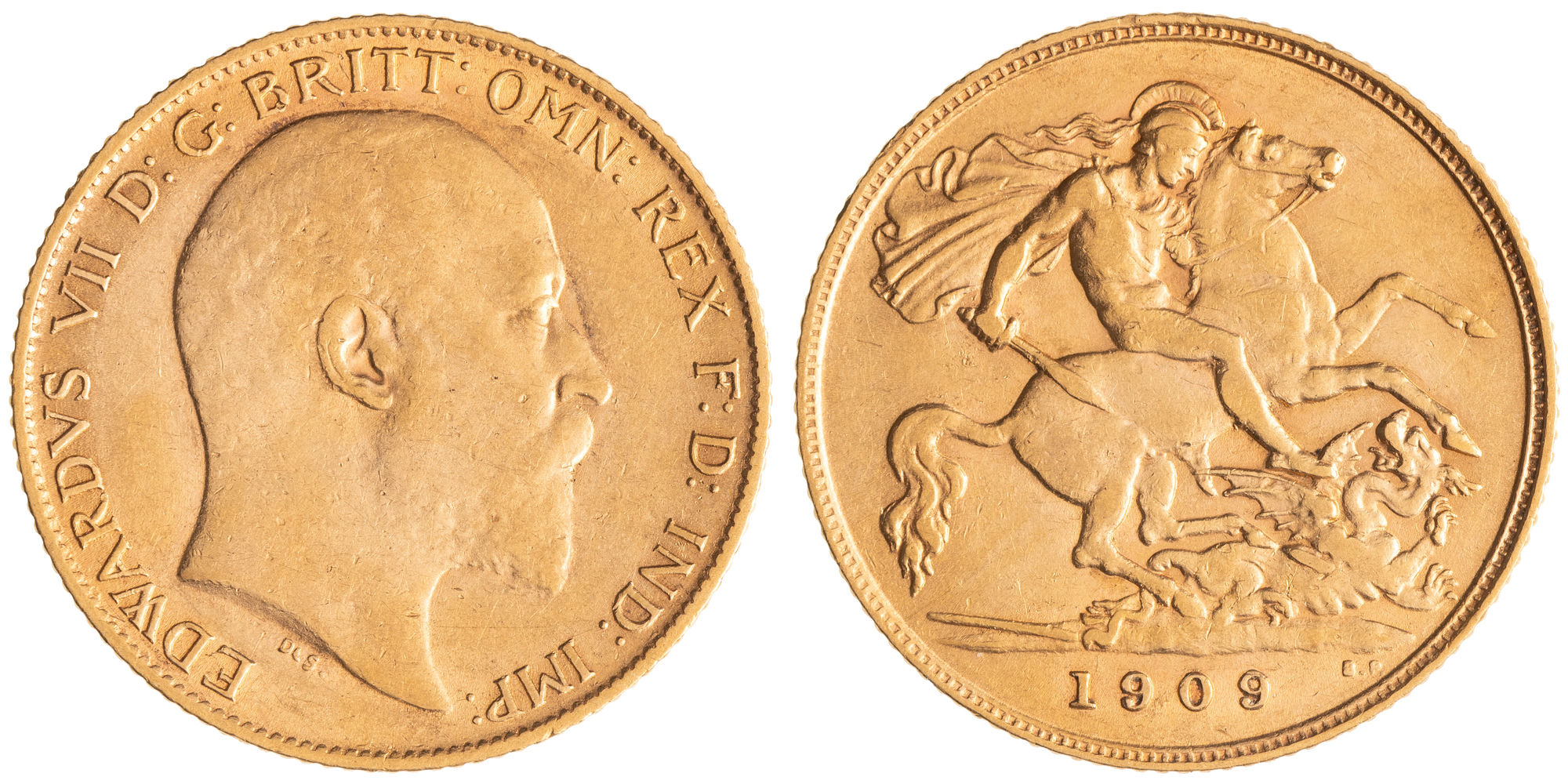 Great Britain, Edward VII, Half Sovereign, 1909, gF