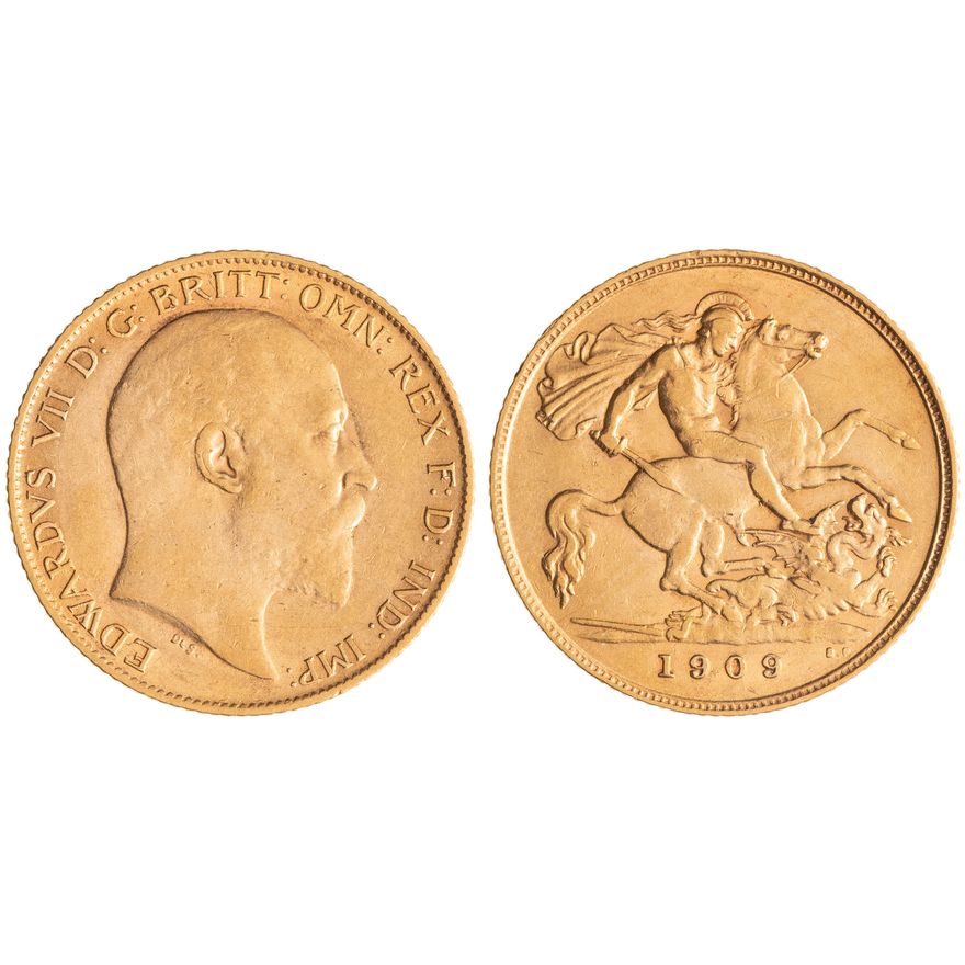 Great Britain, Edward VII, Half Sovereign, 1909,  gF