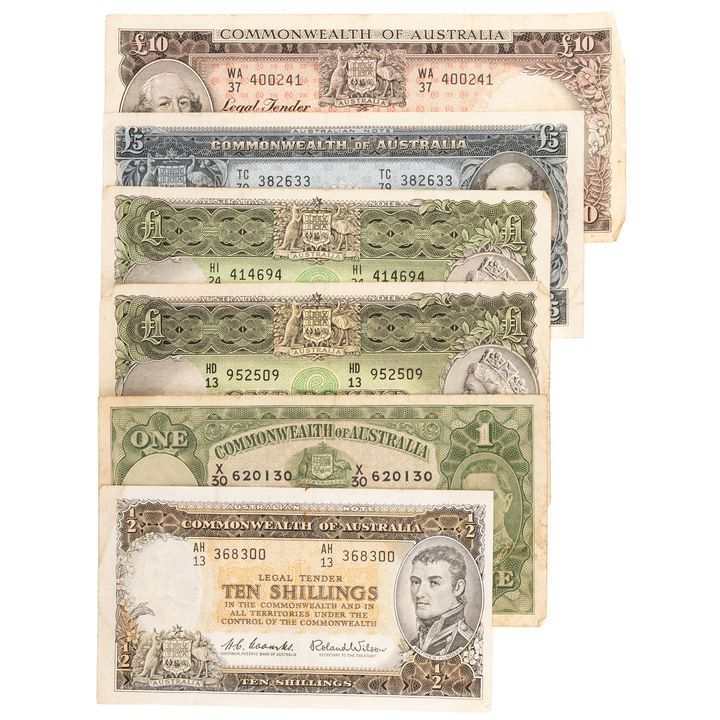 Coombs/Wilson, Ten Shillings - Ten Pounds, 1952 - 1962, aVF - gVF