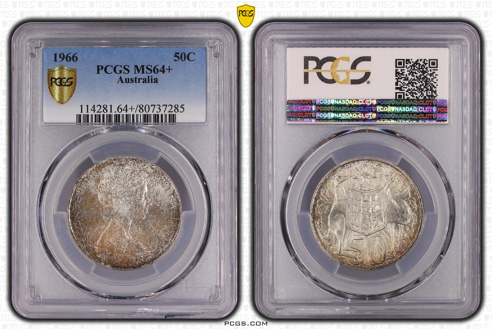 Elizabeth II, Fifty Cent, 1966, PCGS MS64+