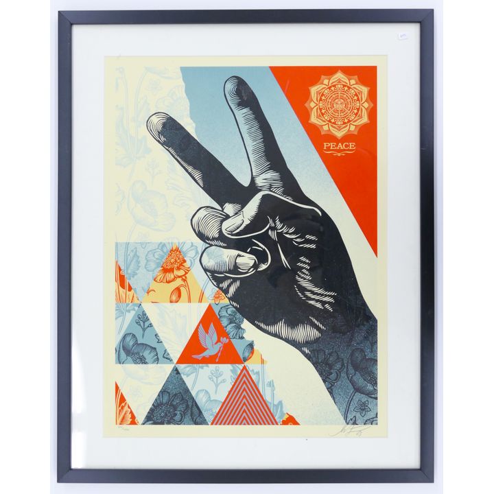 Shepard Fairey ''Peace'' S/N Screenprint Framed 29''x23''