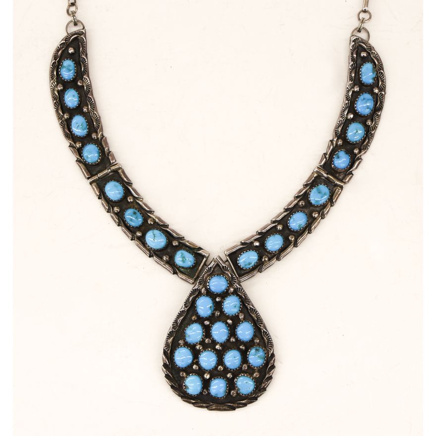 Richard Hoskie Navajo Silver & Turquoise Necklace