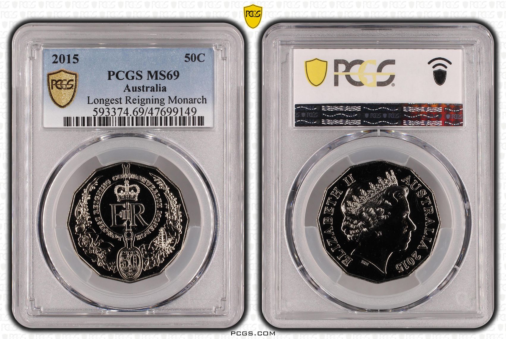 Longest Reigning Monarch, Fifty Cent, 2015, PCGS MS 69