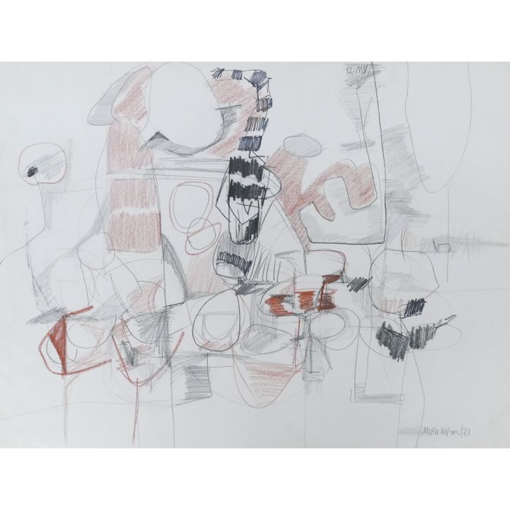 Milton Wilson ''Red Abstraction'' 1973 Colored Pencil