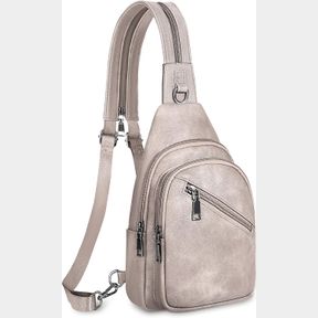 SLING BAG FOR WOMEN, CROSSBODY BAGS FOR WOMEN TRENDY FANNY PACK CROSSBODY PURSE VEGAN LEATHER SLING BACKPACK CLOUD GREY