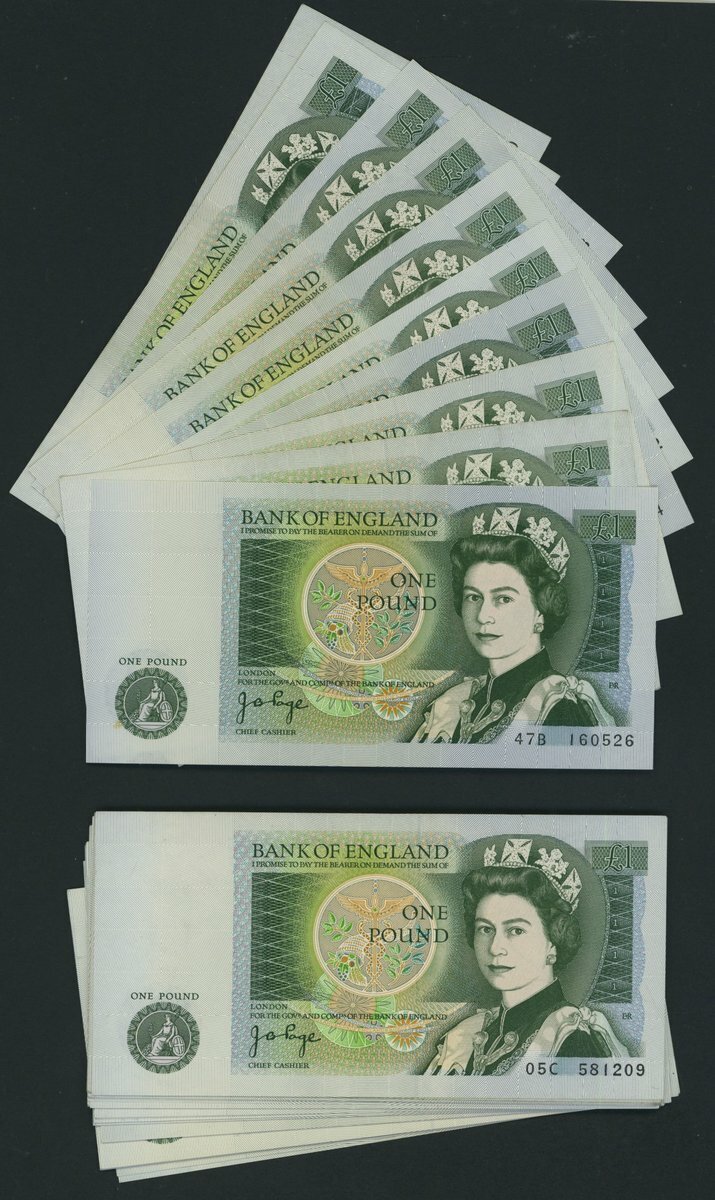 Bank of England, J. B. Page, [34 notes] £1, ND (1978), including A01 ...