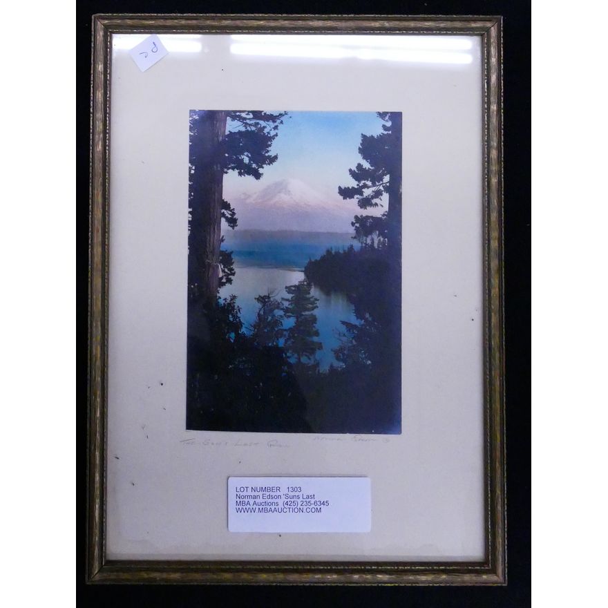 Norman Edson 'Suns Last Glow' Tinted Photo- 11x8'' framed