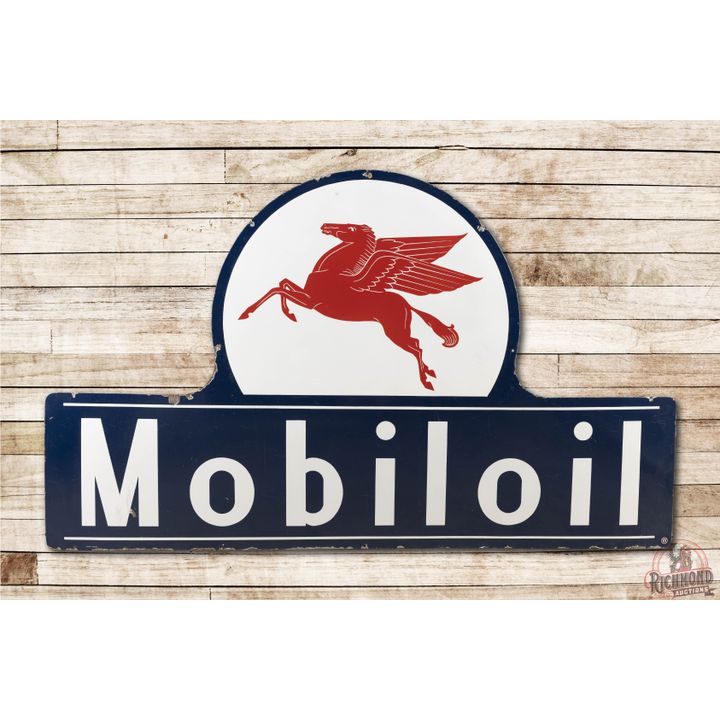 Large Mobiloil Pegasus Keyhole Single Sided Porcelain Sign TAC 8.75