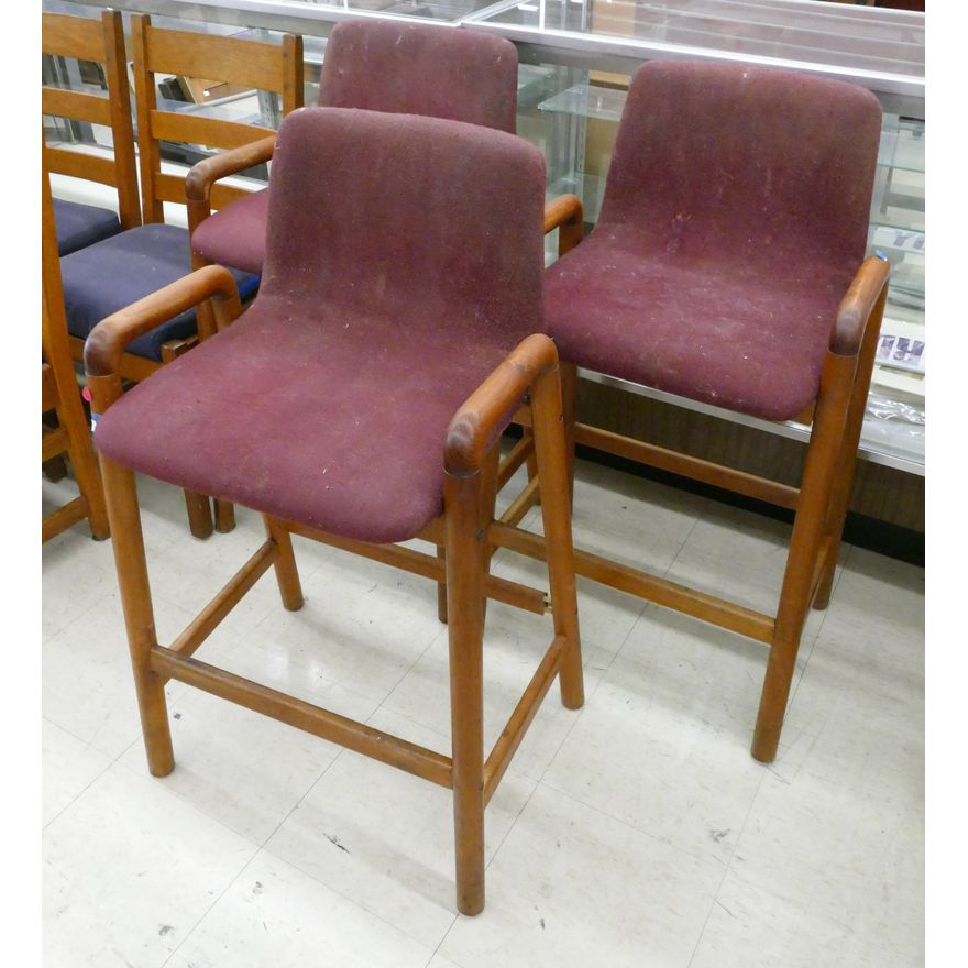 3pc Koefoeds Danish Teak Bar Stools 29''x22''x17''