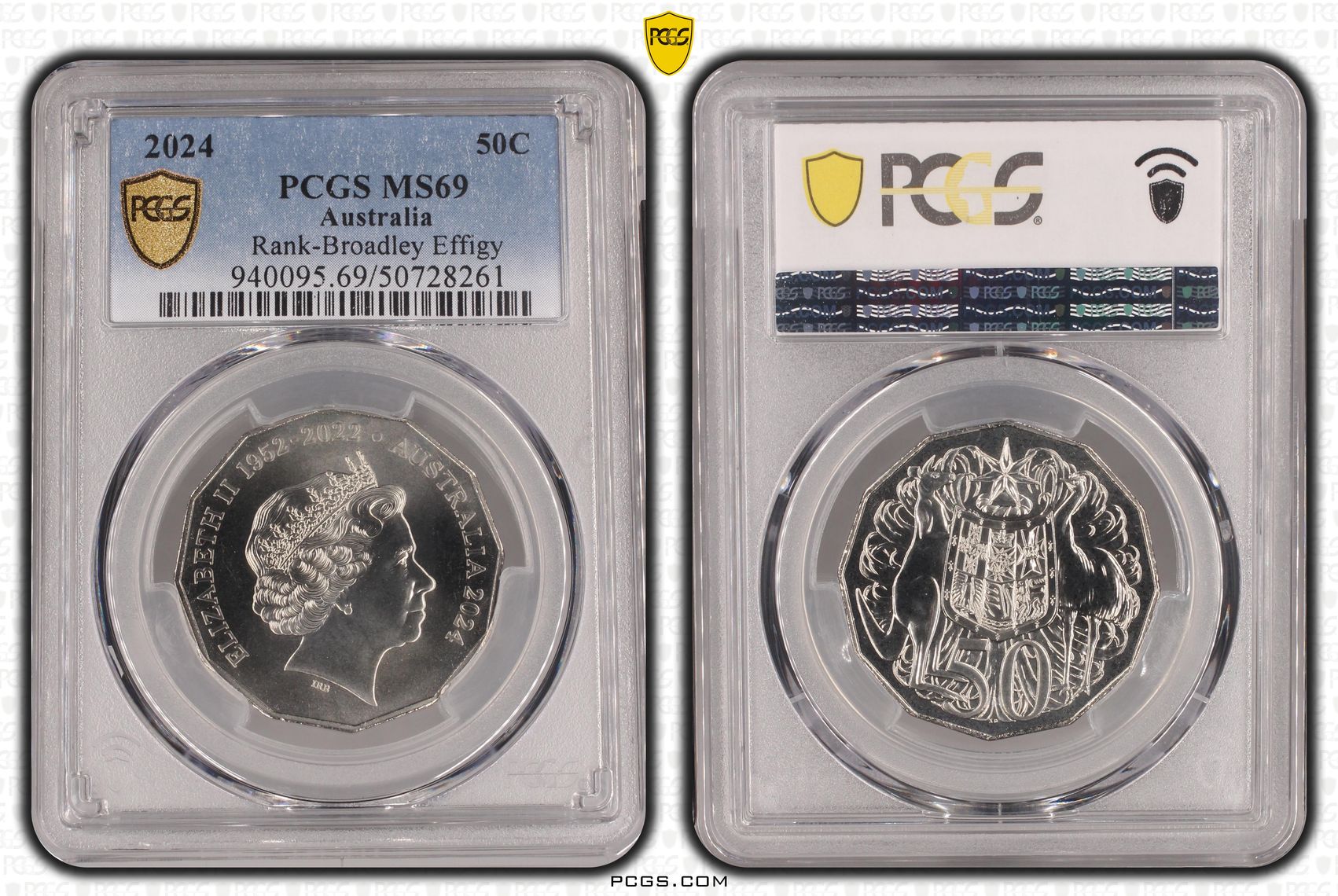 Rank-Broadley Effigy, Fifty Cent, 2024, PCGS MS69